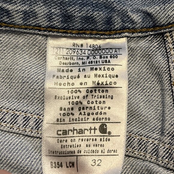 Carhartt Destroyed Denim Jean Shorts Size 32x10 Blue B354 LCW Dad Jorts Grunge - Picture 6 of 13